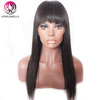 Long Black Straight Human Hair Wigs With Bangs 100 Remy Human Hair Wigs For Women 
