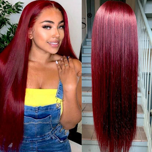 Straight 99J Lace Frontal Glueless Wig Pre Plucked with Baby Hair