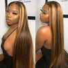 4/27# Highlight T Part Lace Front Wigs Human Hair for Black Women 