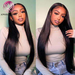 Angelbella Queen Doner Virgin Hair Raw Brazilian Straight 13X4 HD Lace Front Human Hair Wigs For Black Women