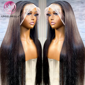 AngelBella DD Diamond Hair Glueless 13X4 Transparent Natural Straight Wigs Human Hair Lace Front